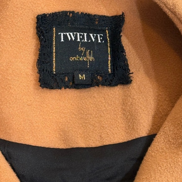 Women’s TWELVE By ONTWELFTH Camel collarless zip front jacket- Size Medium - Picture 8 of 10